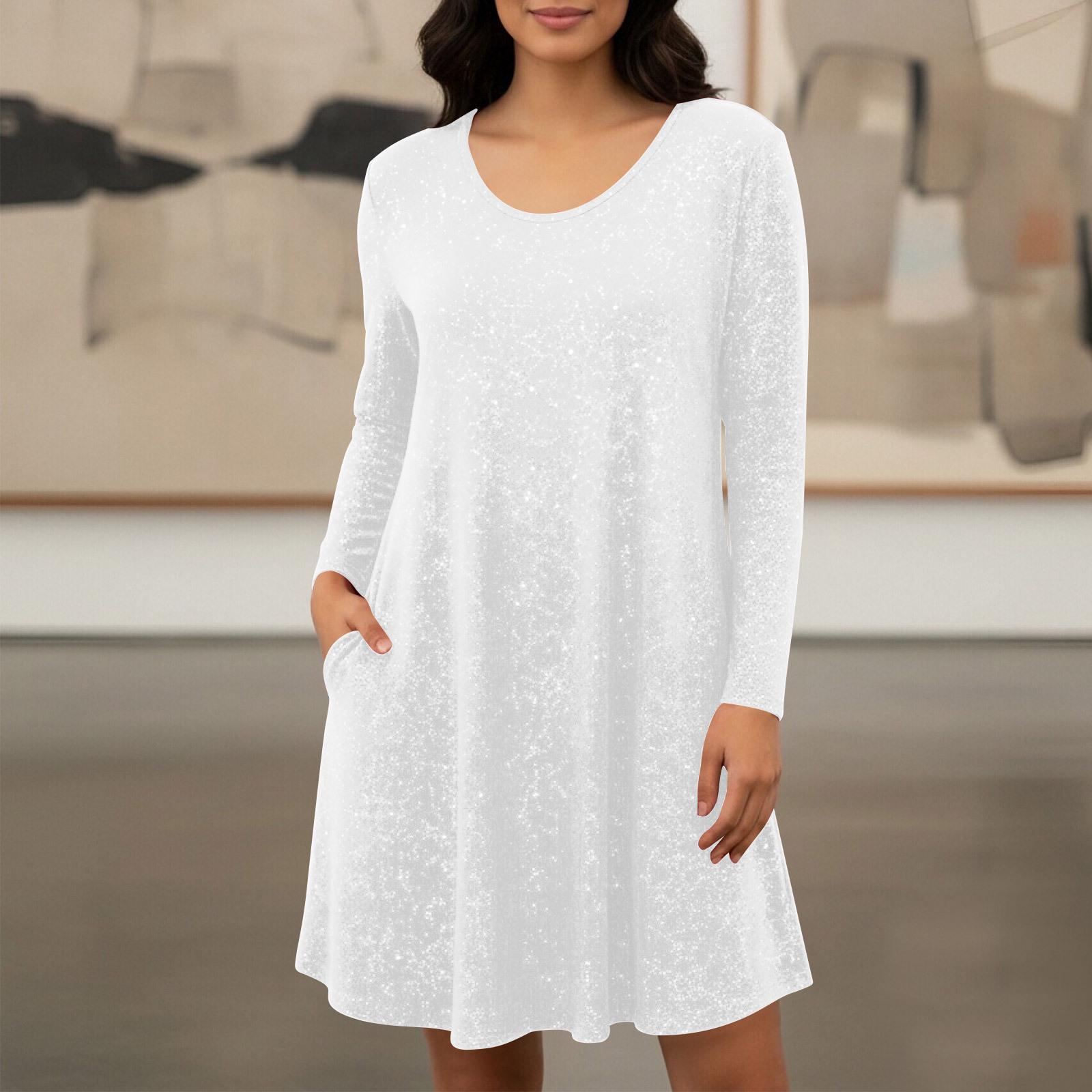 2026 Trendy European & American Style Long Sleeve Pocket Dress with Hot Stamping M белый
2026 Trendy European & American Style Long Sleeve Pocket Dress with Hot Stamping M белый