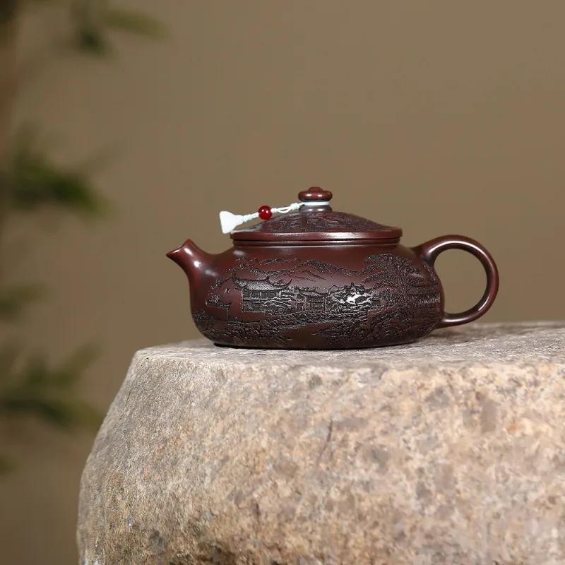 650ml Yixing Purple Clay Teapots Handmade Han Jiang Pot Raw Ore Antique Brass Mud Tea Maker Kettle With Infuser Zisha Tea Set
650ml Yixing Purple Clay Teapots Handmade Han Jiang Pot Raw Ore Antique Brass Mud Tea Maker Kettle With Infuser Zisha Tea Set