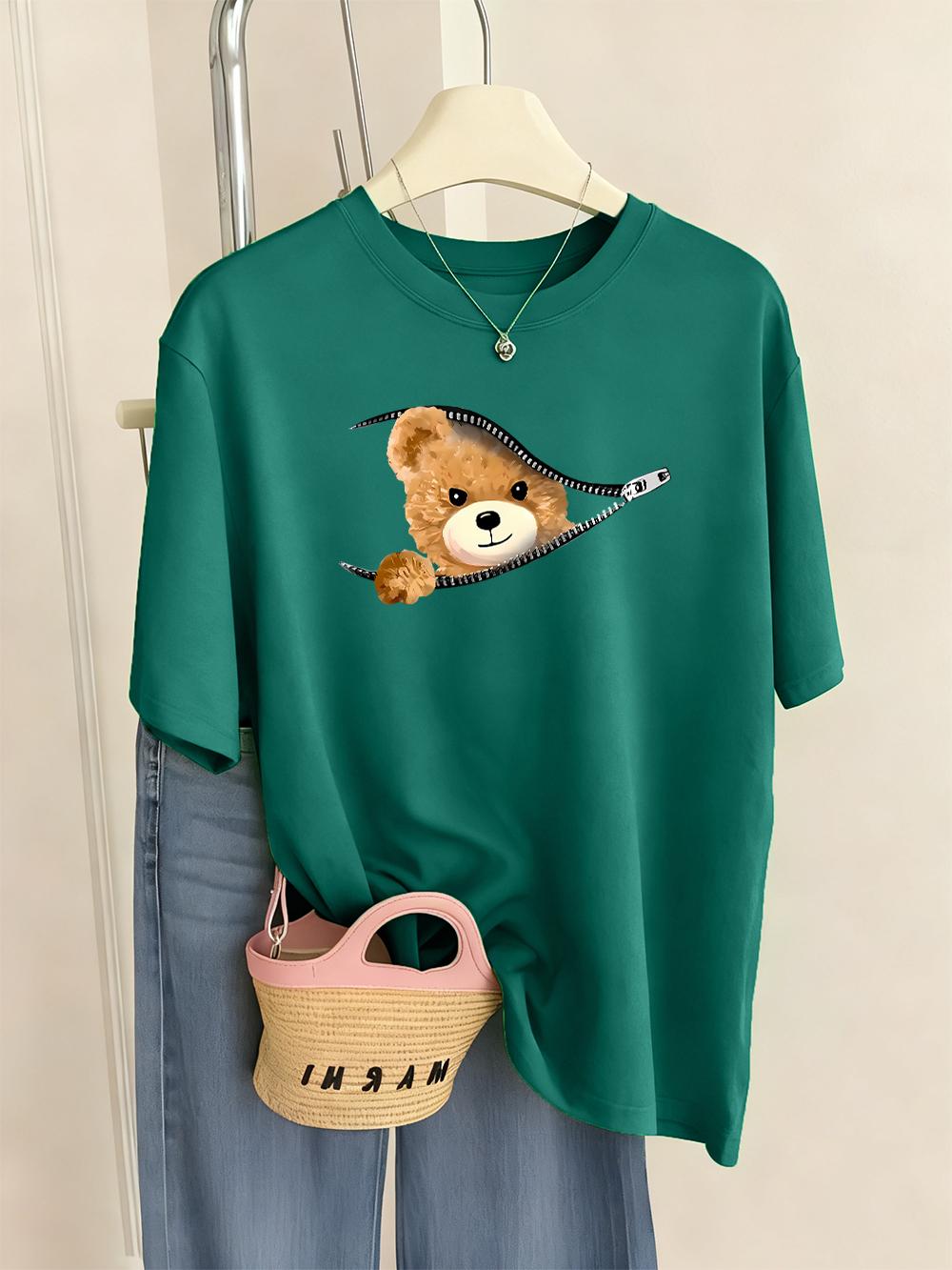 Zipper Bear Pattern Prints TShirts Women Summer Loose Short Sleeve Tops ONeck Comfortable T Shirt Basics Soft Womans Clothes 4XL
Zipper Bear Pattern Prints TShirts Women Summer Loose Short Sleeve Tops ONeck Comfortable T Shirt Basics Soft Womans Clothes 4XL