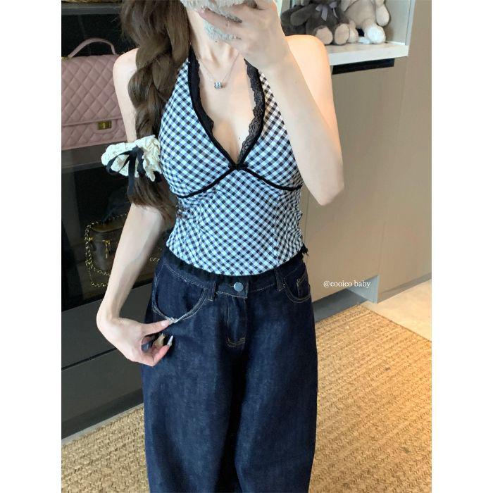 Sweet & Spicy Red Plaid Lace Patchwork V-Neck Backless Halter Tank Top S чёрный
Sweet & Spicy Red Plaid Lace Patchwork V-Neck Backless Halter Tank Top S чёрный