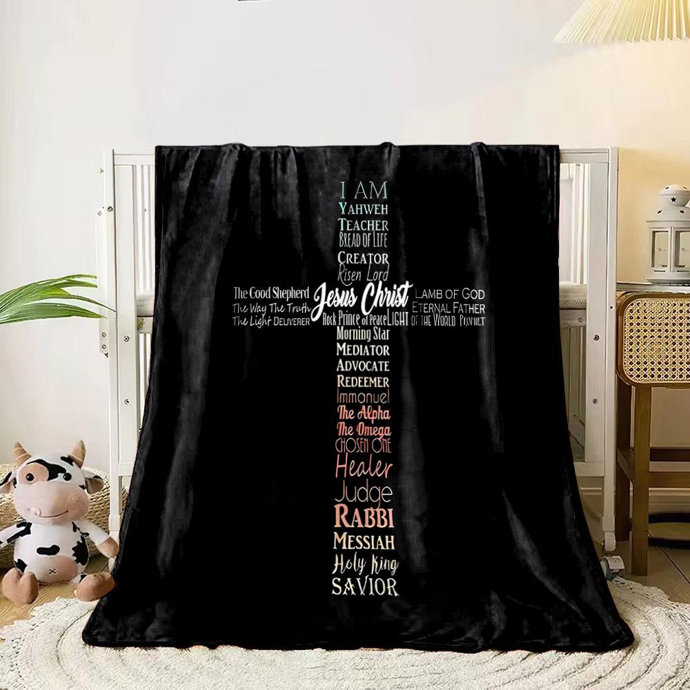 Text forms a cross, featuring titles and names associated with Jesus Christ. for all seasons blanket lunch break throw gift 80cm x 120cm
Text forms a cross, featuring titles and names associated with Jesus Christ. for all seasons blanket lunch break throw gift 80cm x 120cm