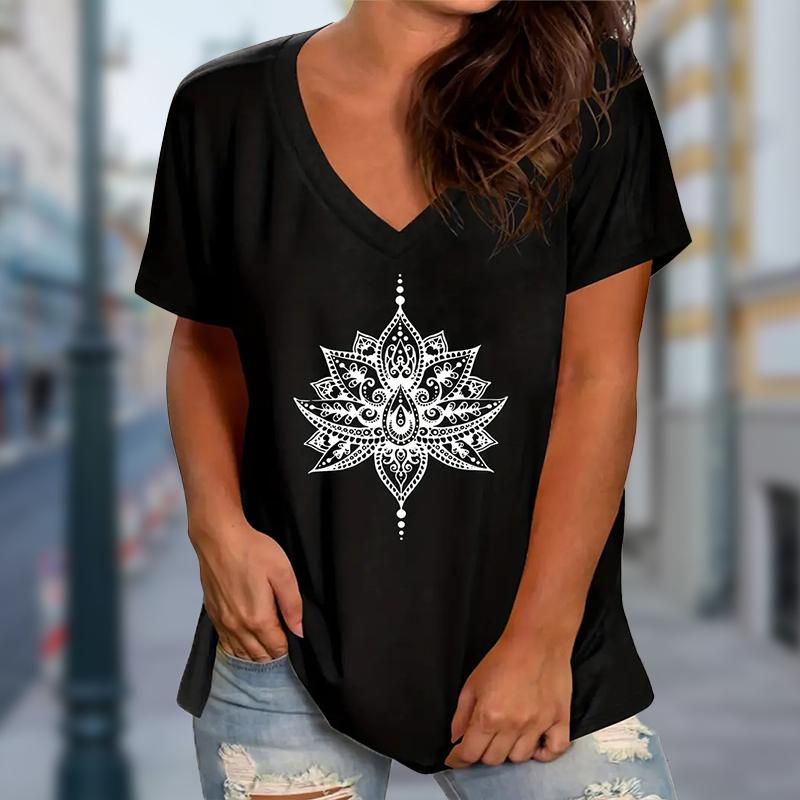 Блузки с рисунком лотоса, футболки с коротким рукавом и V-образным вырезом, повседневные 7XL чёрный
Блузки с рисунком лотоса, футболки с коротким рукавом и V-образным вырезом, повседневные 7XL чёрный