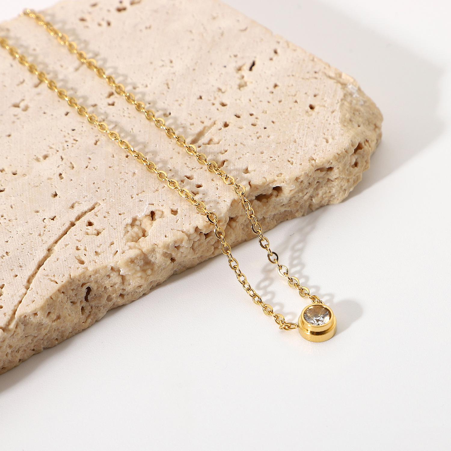18K Gold Plated Zircon Diamond Pendant Necklace with Delicate Chain - Women s Stainless Steel Jewelry
18K Gold Plated Zircon Diamond Pendant Necklace with Delicate Chain - Women s Stainless Steel Jewelry