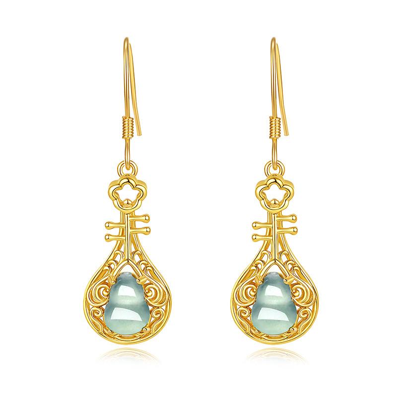 Women s S925 Sterling Silver Stud Earrings, New Chinese Style Guatemalan Jadeite Gourd Pipa Earrings, Retro Vintage Jewelry
Women s S925 Sterling Silver Stud Earrings, New Chinese Style Guatemalan Jadeite Gourd Pipa Earrings, Retro Vintage Jewelry