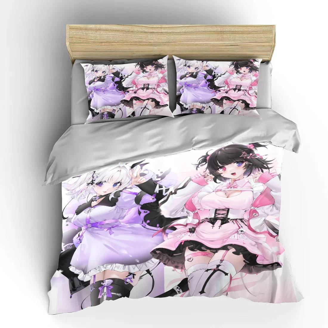 Японский 3D Аниме Моэ Двуспальная Кровать Пододеяльник Кровать Европейский Постельное Белье Домашний Текстиль Роскошные Наволочки Постельное Белье Спальня A AU Single 140x210cm