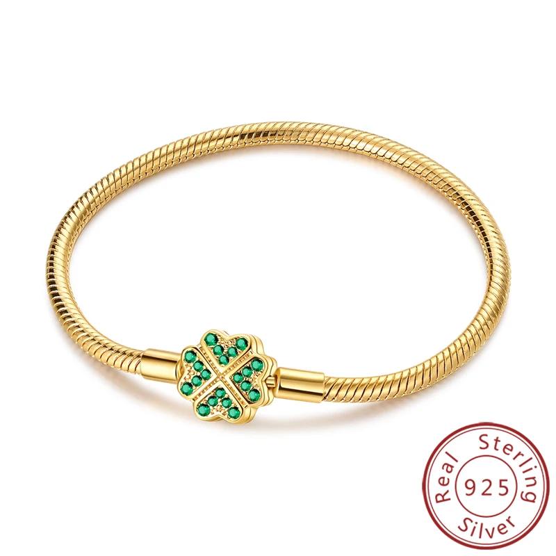 925 Sterling Silver Four Leaf Clover Bracelet Green Cubic Zirconia Paved Snake Chain Bangle Lucky Friendship Gift for Women Girl 17CM
925 Sterling Silver Four Leaf Clover Bracelet Green Cubic Zirconia Paved Snake Chain Bangle Lucky Friendship Gift for Women Girl 17CM