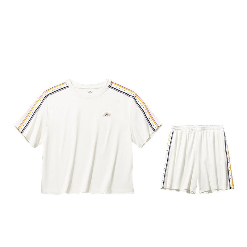 Anta Color Block Breathable Versatile Short Sleeve T-Shirt And Mid Waist Shorts Casual Set Women sets Ivory 962528205-1 XS
Anta Color Block Breathable Versatile Short Sleeve T-Shirt And Mid Waist Shorts Casual Set Women sets Ivory 962528205-1 XS