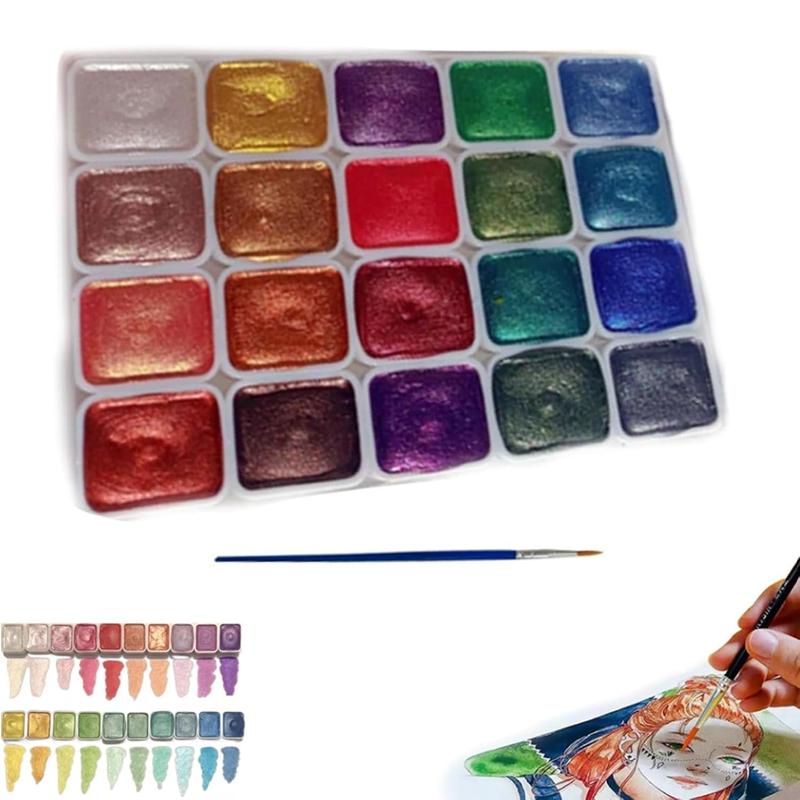 20 цветов перламутровой акварельной краски принадлежности для рисования дорожный художественный набор
20 цветов перламутровой акварельной краски принадлежности для рисования дорожный художественный набор