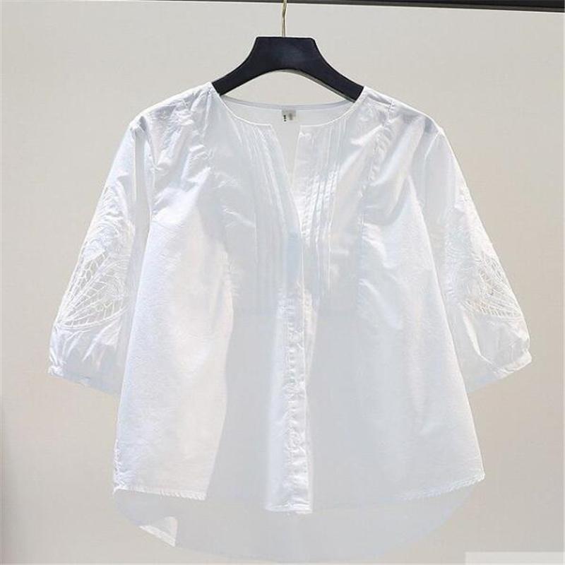 Cotton Embroidered Blouses Women Shirt Mid-sleeve Hollow Summer Top O-neck Loose Casual Button Up White Female Shirt XS белый
Cotton Embroidered Blouses Women Shirt Mid-sleeve Hollow Summer Top O-neck Loose Casual Button Up White Female Shirt XS белый