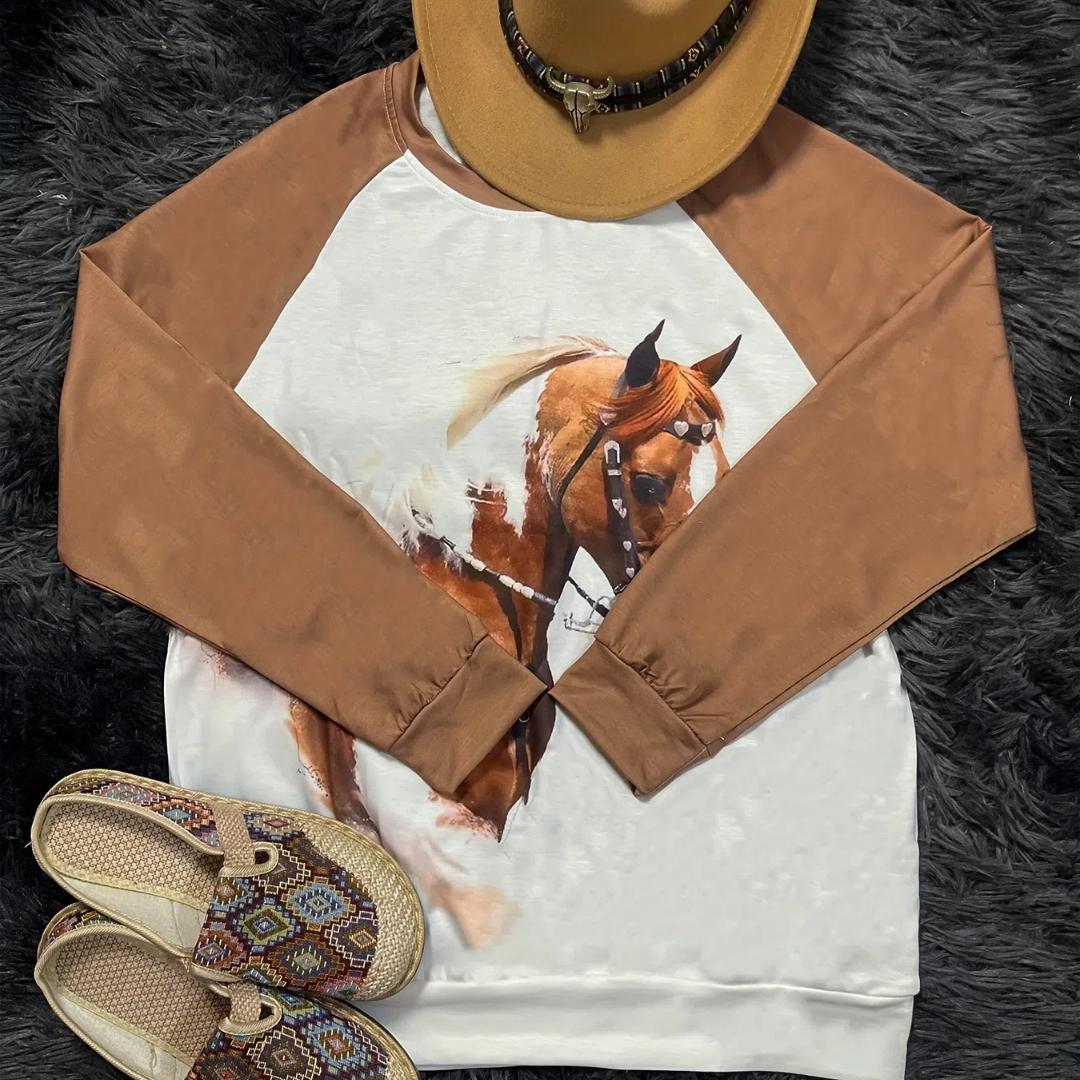 Модная женская толстовка с принтом лошади - Удобный свитер с длинным рукавом и круглым вырезом для осени и зимы - Стильная повседневная одежда XS
Модная женская толстовка с принтом лошади - Удобный свитер с длинным рукавом и круглым вырезом для осени и зимы - Стильная повседневная одежда XS