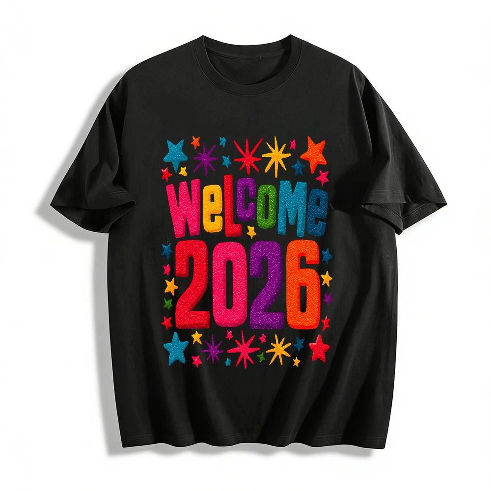 Welcome 2026 Glitter Print Casual Tee New Year Holiday Party Top Pure cotton T-shirt XXS
Welcome 2026 Glitter Print Casual Tee New Year Holiday Party Top Pure cotton T-shirt XXS