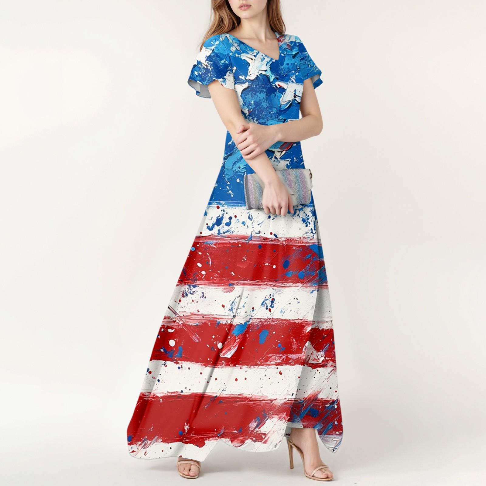 Women s Summer Casual Fashion Independence Day Printed Dress V Neck Short Sleeve Dress XL
Women s Summer Casual Fashion Independence Day Printed Dress V Neck Short Sleeve Dress XL