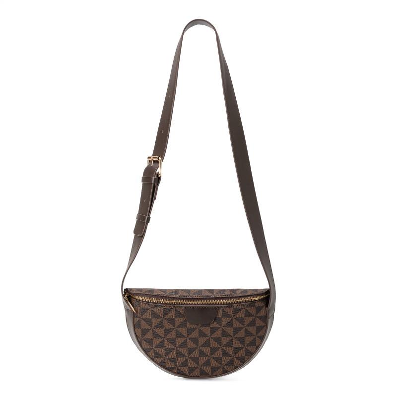 Поясная сумка через плечо, сумка-трансформер, принт «цветок-ветряк», широкий плечевой ремень, простая и модная сумка-седло темно-коричневого