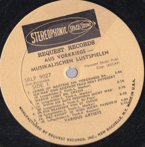 LP Record VARIOUS Aus VorkriegsMusikalischen Lustspi SRLP9027 REQUEST US Classical Used
LP Record VARIOUS Aus VorkriegsMusikalischen Lustspi SRLP9027 REQUEST US Classical Used