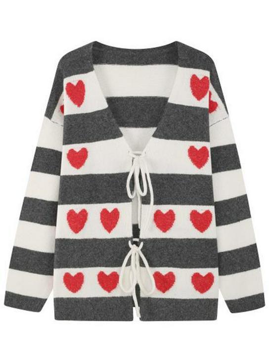 Plus Size Heart V-Neck Grey & White Striped Loose Knit Cardigan Sweater (2025) 5XL цветочный
Plus Size Heart V-Neck Grey & White Striped Loose Knit Cardigan Sweater (2025) 5XL цветочный
