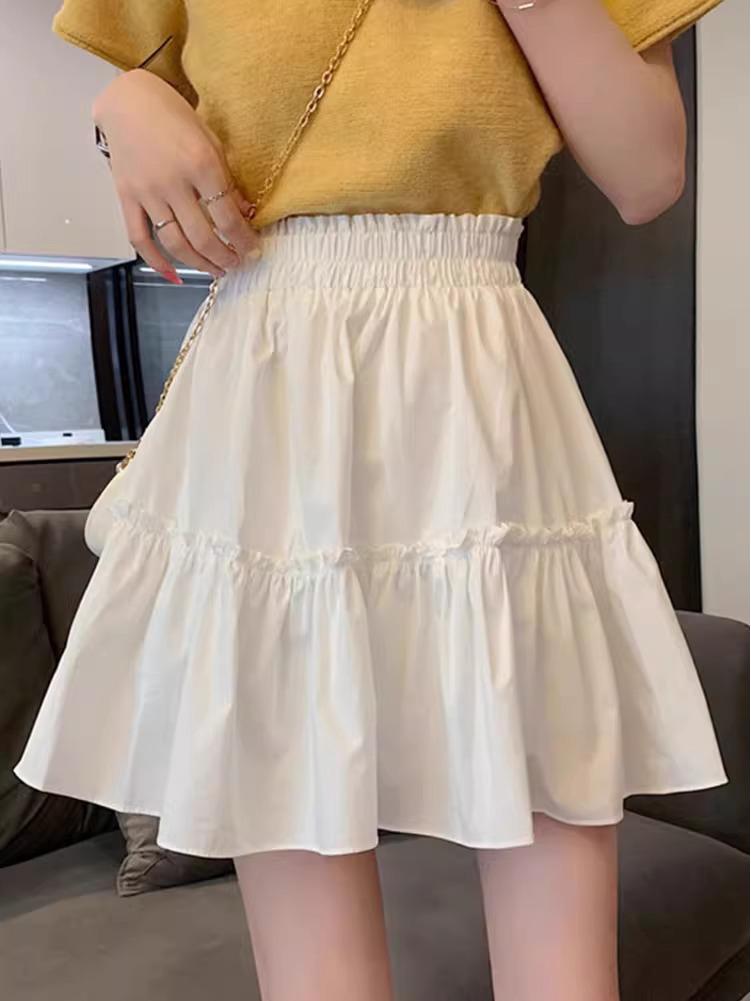 White High-Waisted A-Line Skirt - Spring 2024 College Style, Fairy Hip-Covering, Casual Puffy Design M
White High-Waisted A-Line Skirt - Spring 2024 College Style, Fairy Hip-Covering, Casual Puffy Design M