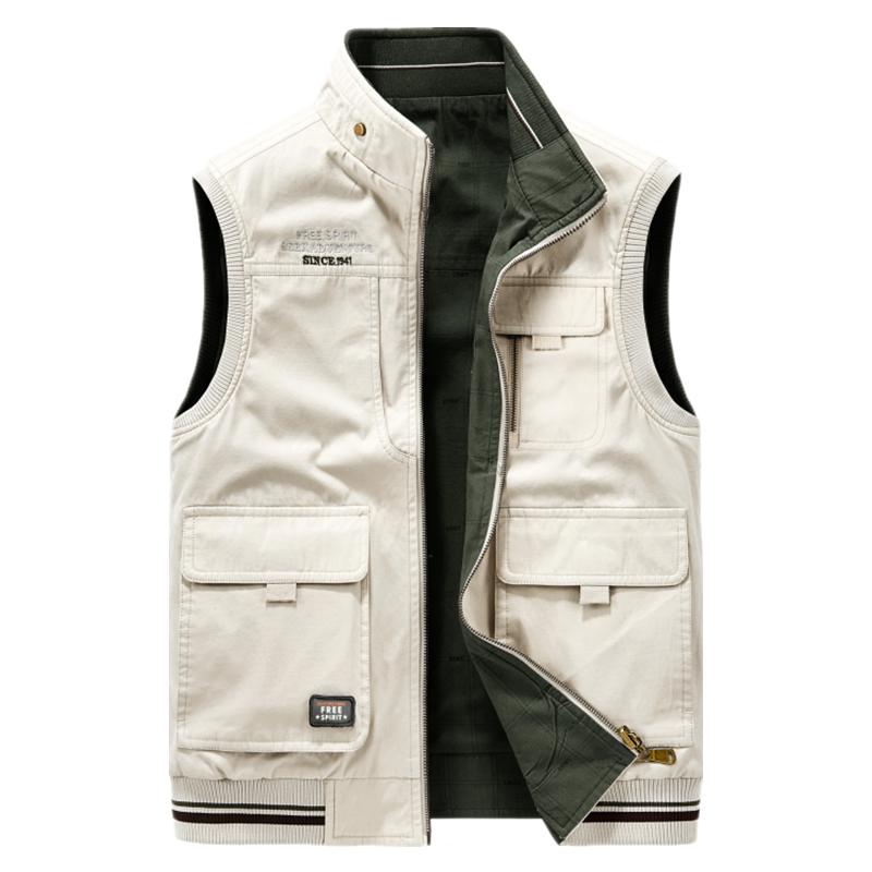 Men s Reversible Multi-Pocket Vest - Casual Plus Size Sleeveless Jacket with Stand Collar 8XL брудно-білий
Men s Reversible Multi-Pocket Vest - Casual Plus Size Sleeveless Jacket with Stand Collar 8XL брудно-білий