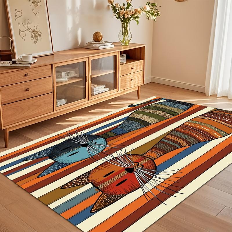 Bohemian Striped Cat Print Area Rug Non Slip Soft Floor Carpet for Living Room Bedroom Kids Room Whimsical Animal Decor 40x60cm
Bohemian Striped Cat Print Area Rug Non Slip Soft Floor Carpet for Living Room Bedroom Kids Room Whimsical Animal Decor 40x60cm