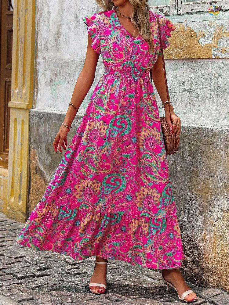 Sleeveless Summer Dress V Neck Ruffle Sleeve Elastic Waist Maxi Dress Lightweight Casual Beachwear for Women XL One Size
Sleeveless Summer Dress V Neck Ruffle Sleeve Elastic Waist Maxi Dress Lightweight Casual Beachwear for Women XL One Size