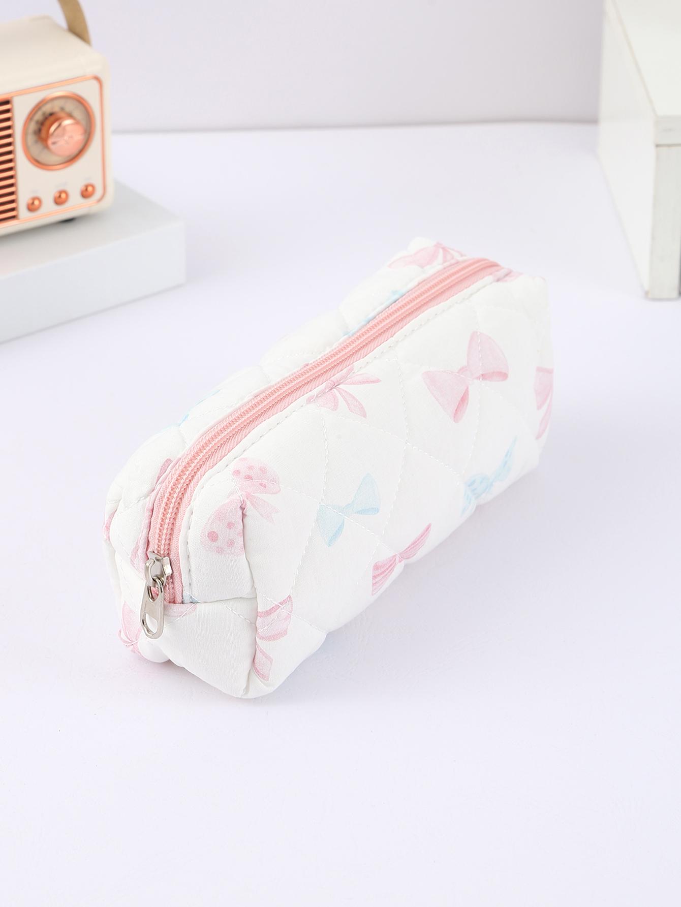 Exquisite flowers and bow pattern creative pencil case, rectangular stationery storage bag, stylish portable school supplies
Exquisite flowers and bow pattern creative pencil case, rectangular stationery storage bag, stylish portable school supplies