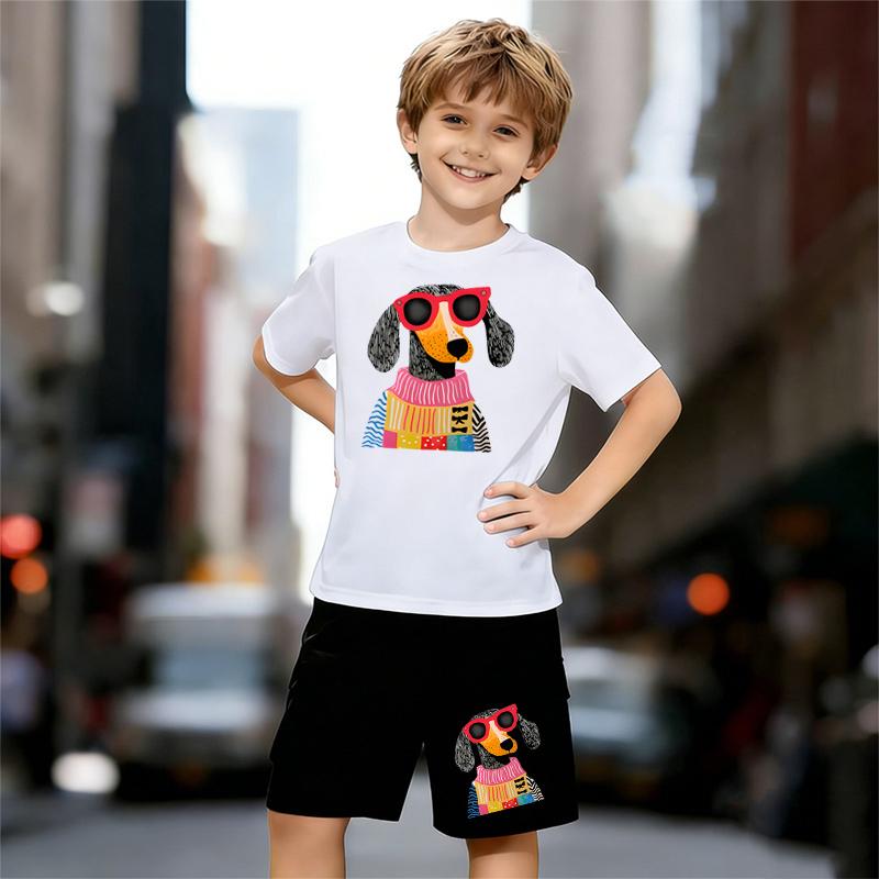 Boys 2 Piece Fashion Trendy Dog Themed Cartoon Printed Outfit, Short Sleeve T-Shirt and Shorts Set for Kids Age 5-14, Sporty Casual Summer Clothes 13-14 Years білий
Boys 2 Piece Fashion Trendy Dog Themed Cartoon Printed Outfit, Short Sleeve T-Shirt and Shorts Set for Kids Age 5-14, Sporty Casual Summer Clothes 13-14 Years білий