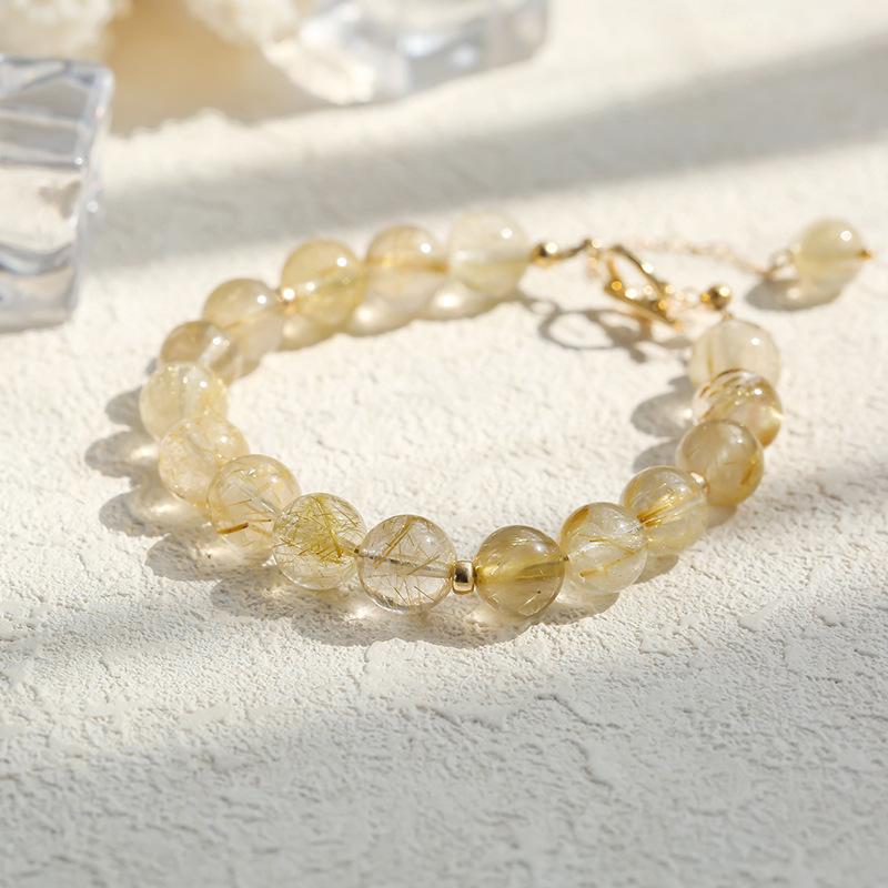 Qiaoen Jewelry Women s Golden Rutilated Quartz Crystal Bracelet, Ins Simple Original Design, Versatile for Daily Wear Adjustable 13cm-18cm Wrist 
Qiaoen Jewelry Women s Golden Rutilated Quartz Crystal Bracelet, Ins Simple Original Design, Versatile for Daily Wear Adjustable 13cm-18cm Wrist