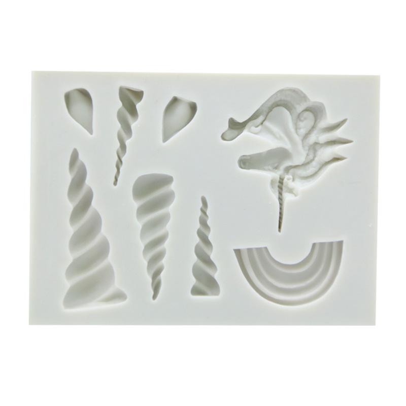 Единорог Облако Рог Ухо Силиконовая Форма Детский День Рождения DIY Инструменты Для Украшения Торта Кекс Топпер Помадка Формы Для Шоколадных Конфет серый