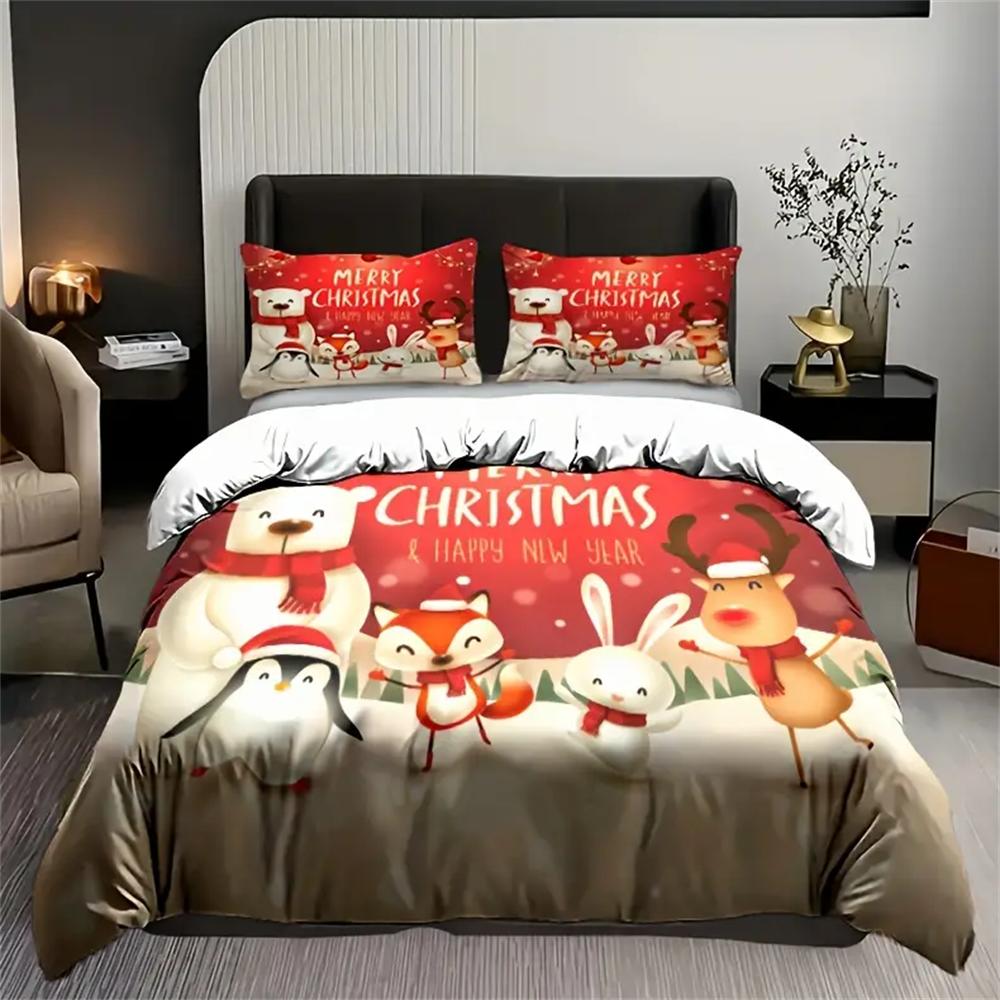 Christmas Cartoon Reindeer, Penguin, Fox, White Rabbit, Snow Field Print Soft Comfortable Bedding Set For Bedroom Dorm Room cot size 70x133cm
Christmas Cartoon Reindeer, Penguin, Fox, White Rabbit, Snow Field Print Soft Comfortable Bedding Set For Bedroom Dorm Room cot size 70x133cm
