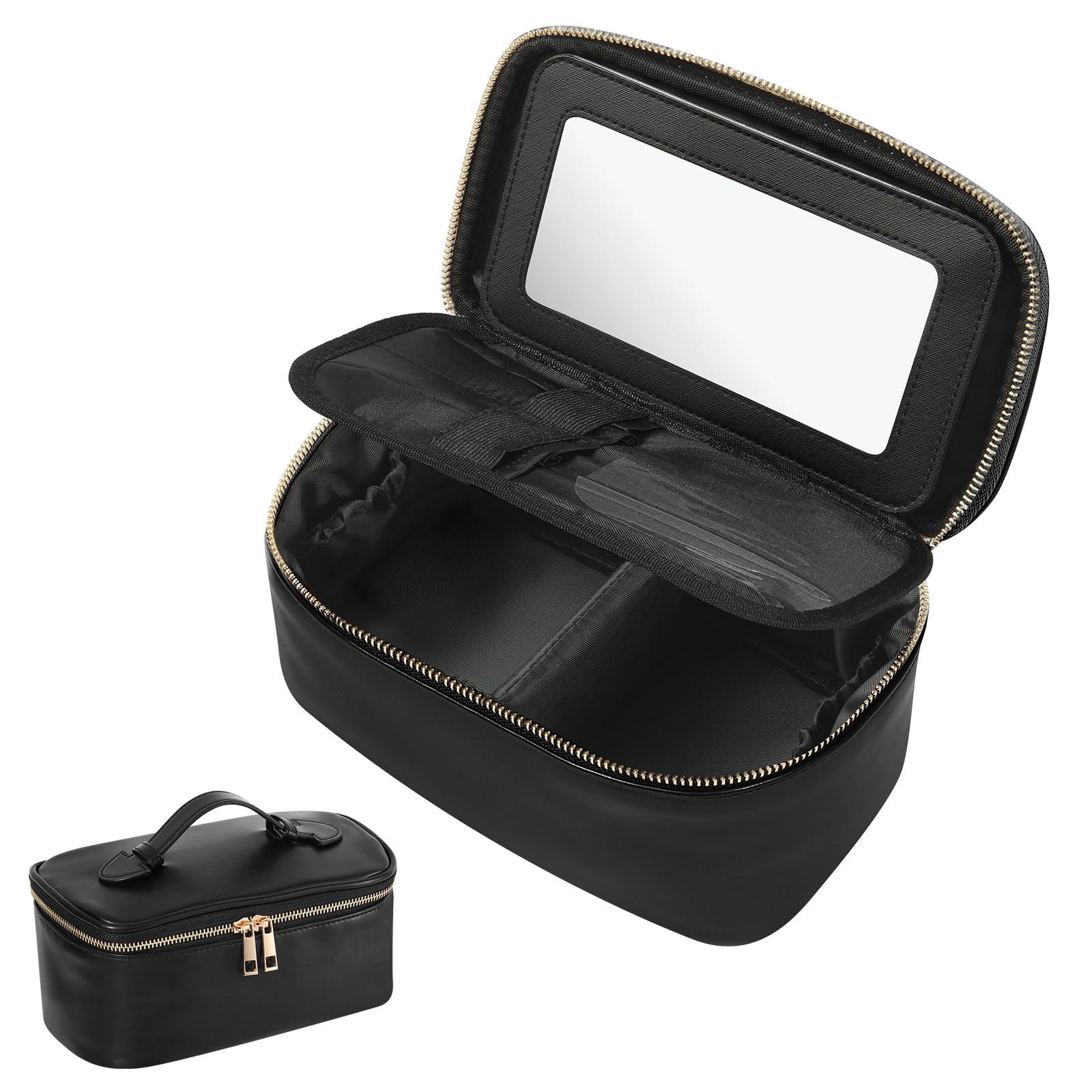 MoKo Cosmetic Large Cosmetic Bag with Removable Small Perfect for Travel and Business Perfect as a Small Black Pouch, Capacity, Vanity-Style Mirror,
MoKo Cosmetic Large Cosmetic Bag with Removable Small Perfect for Travel and Business Perfect as a Small Black Pouch, Capacity, Vanity-Style Mirror,