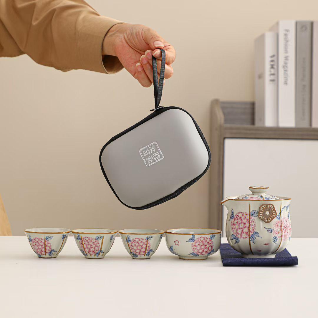 Ru Kiln Ceramic Travel Tea Set: Portable Hydrangea Design Quick Cup for Outdoor Use
Ru Kiln Ceramic Travel Tea Set: Portable Hydrangea Design Quick Cup for Outdoor Use