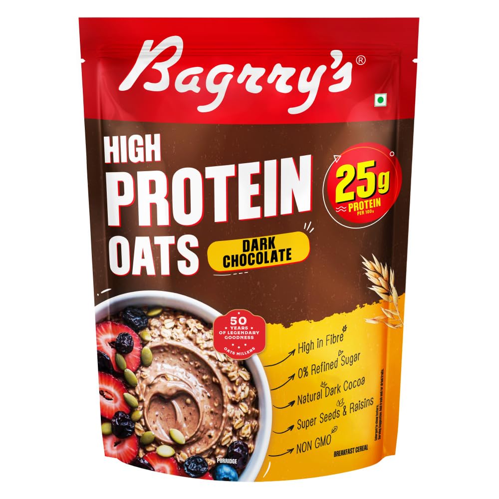 Bagrry’s 25g Protein Oats 750g | Dark Chocolate, Raisins & Pumpkin Seeds | Whey Protein & Plant Protein Blend | High Fibre Breakfast | Rolled Oats
Bagrry’s 25g Protein Oats 750g | Dark Chocolate, Raisins & Pumpkin Seeds | Whey Protein & Plant Protein Blend | High Fibre Breakfast | Rolled Oats