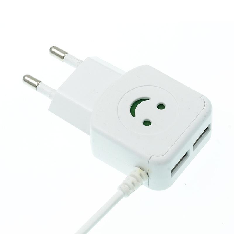 Smiling Face Dual USB Charger 5V2A EU Standard Multi-Port with Cable Power Adapter Smiling Face Charger вершковий/білий
Smiling Face Dual USB Charger 5V2A EU Standard Multi-Port with Cable Power Adapter Smiling Face Charger вершковий/білий