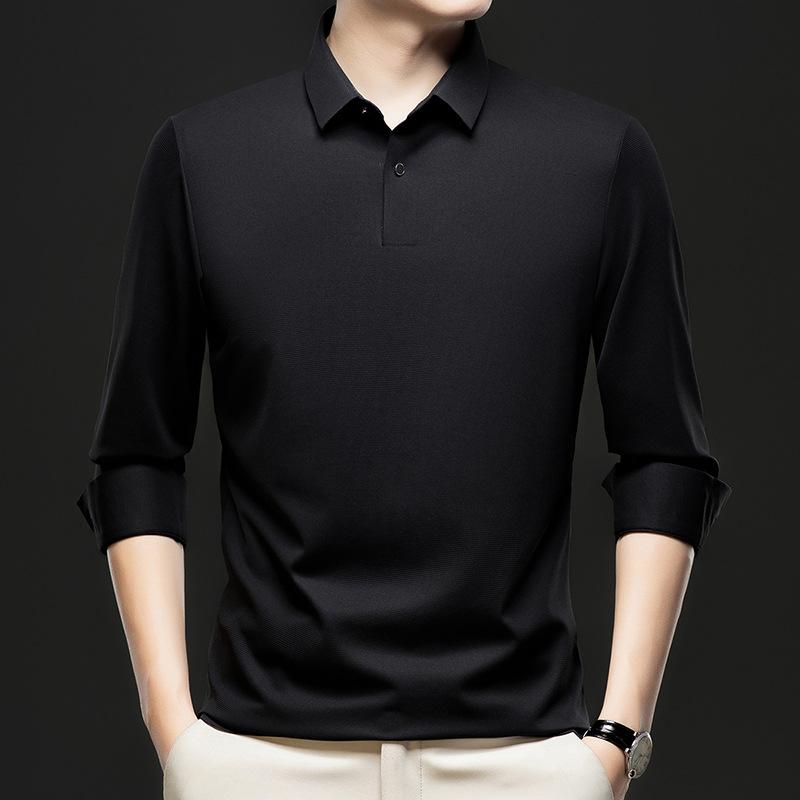 Мужская рубашка поло с длинными рукавами, футболка с лацканами, высокая эластичность, не требует глажки, высококачественный однотонный повседневный бесшовный топ средней длины 5XL чёрный
Мужская рубашка поло с длинными рукавами, футболка с лацканами, высокая эластичность, не требует глажки, высококачественный однотонный повседневный бесшовный топ средней длины 5XL чёрный