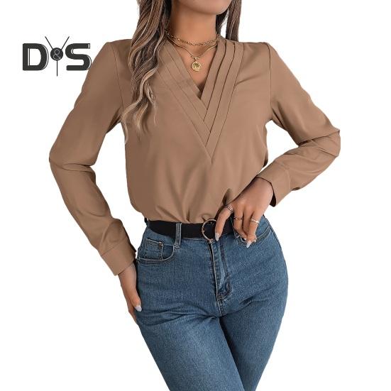Женская рубашка с многослойным воротником, V-образным вырезом, длинным рукавом, однотонные топы свободного кроя, повседневные топы, дышащая повседневная одежда S хаки
Женская рубашка с многослойным воротником, V-образным вырезом, длинным рукавом, однотонные топы свободного кроя, повседневные топы, дышащая повседневная одежда S хаки