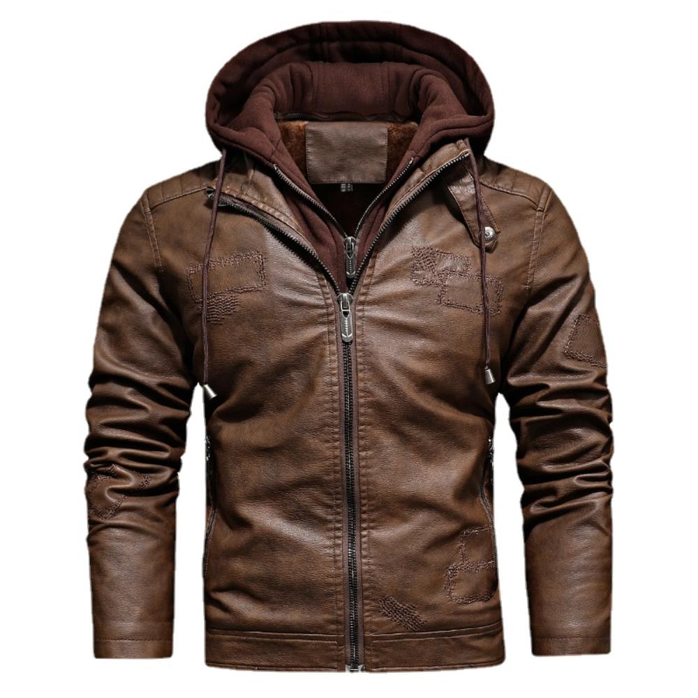 Осень-зима теплые флисовые мужские кожаные куртки Slim Fit съемная шляпа модные пальто из искусственной кожи на молнии байкерская мотоциклетная кожаная куртка
Осень-зима теплые флисовые мужские кожаные куртки Slim Fit съемная шляпа модные пальто из искусственной кожи на молнии байкерская мотоциклетная кожаная куртка
