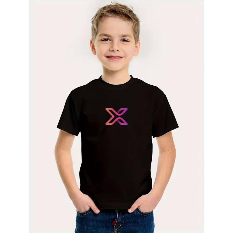 European sizes Colorful X Graphic Print Boys T-Shirt, Casual Short Sleeve Comfortable Summer Wear, Street Fashion, Machine Washable Fashion Tee 164cm чорний
European sizes Colorful X Graphic Print Boys T-Shirt, Casual Short Sleeve Comfortable Summer Wear, Street Fashion, Machine Washable Fashion Tee 164cm чорний
