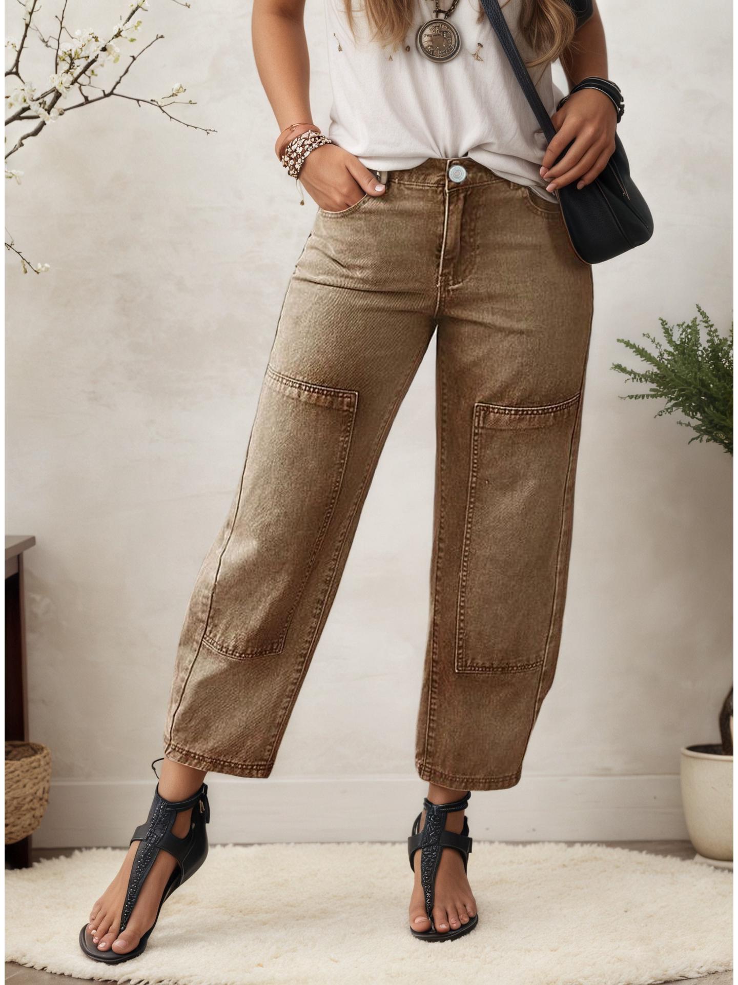 Women s European and American Wide-Leg Barrel Jeans - Loose, Casual Cropped Fit Large темно-коричневого кольору
Women s European and American Wide-Leg Barrel Jeans - Loose, Casual Cropped Fit Large темно-коричневого кольору
