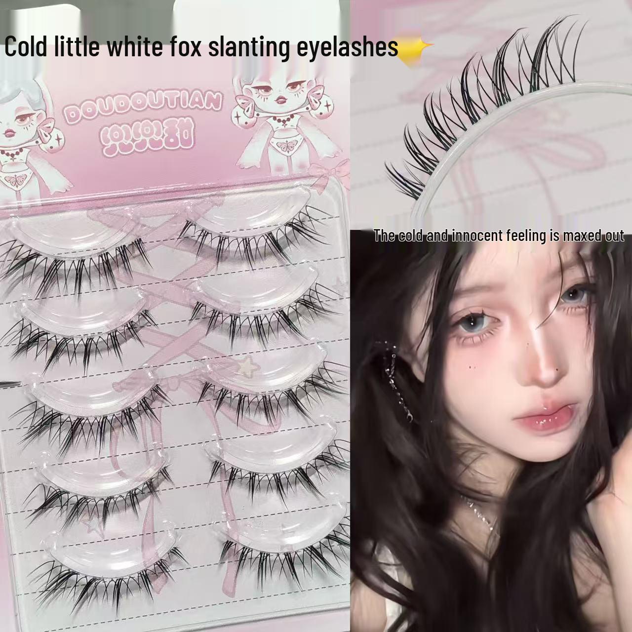 Doudou Sweet & Cold Little White Fox Eyelashes: Lively Fox Eyes, Slanted Faux Lashes, Natural C Curl, Innocent Style, Full Strip.
Doudou Sweet & Cold Little White Fox Eyelashes: Lively Fox Eyes, Slanted Faux Lashes, Natural C Curl, Innocent Style, Full Strip.