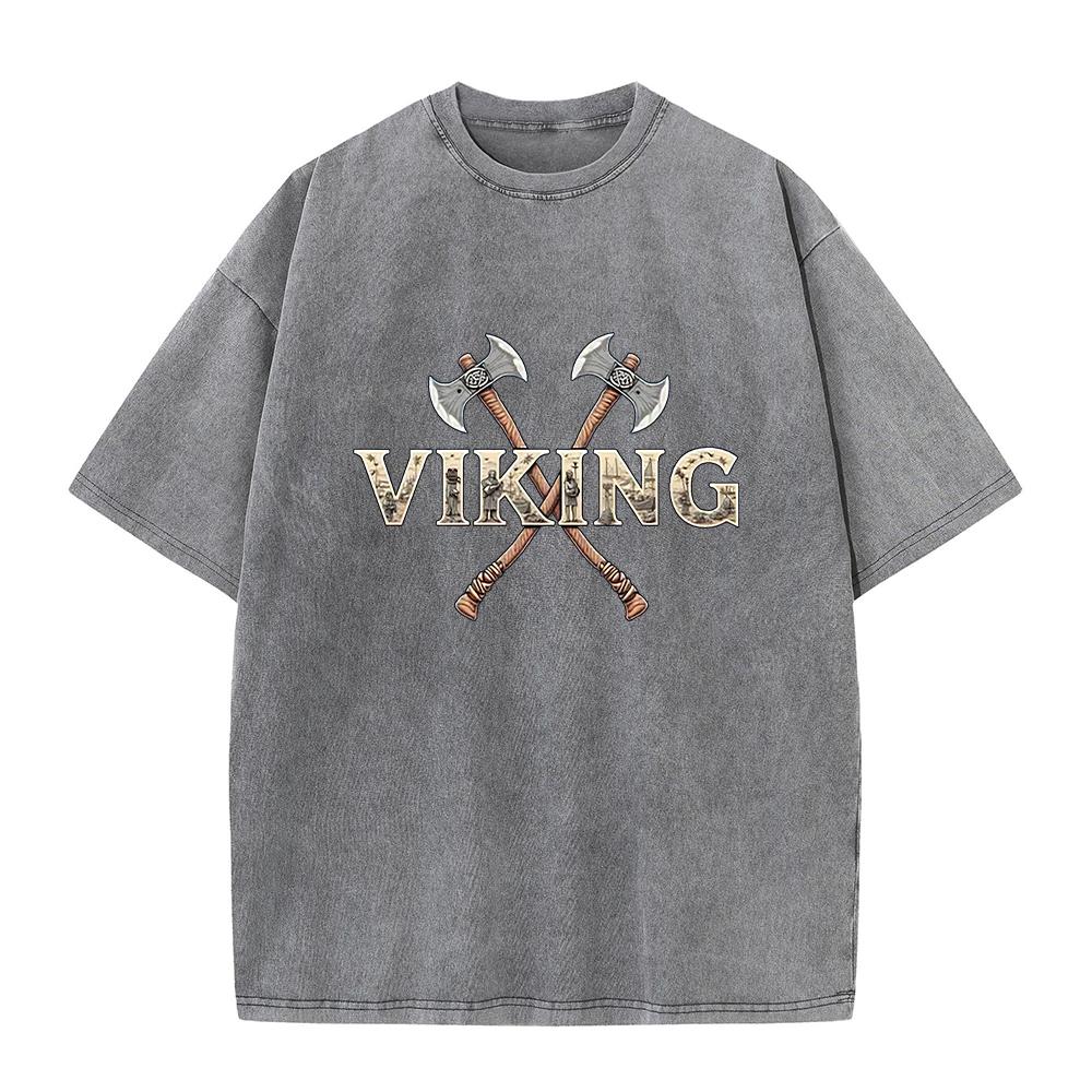 Mens Distressed Washed T Shirt With Viking Axe Print Retro Street Style Fashionable Casual Pure Cotton Short Sleeve Top S
Mens Distressed Washed T Shirt With Viking Axe Print Retro Street Style Fashionable Casual Pure Cotton Short Sleeve Top S