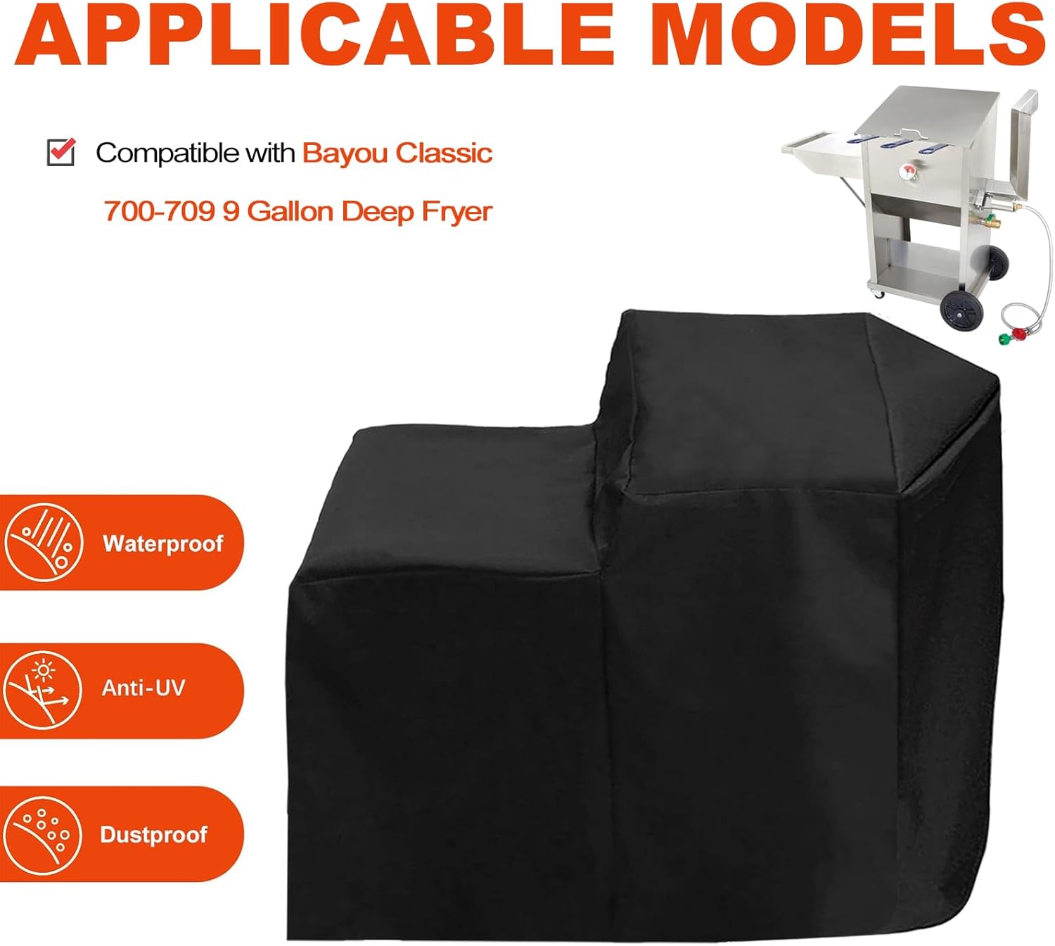 Fryer Cover for 9 Gallon Bayou Classic 700-709, Heavy Duty Oxford Cloth with Waterproof PU Coating, Outdoor Dust Cover United States
Fryer Cover for 9 Gallon Bayou Classic 700-709, Heavy Duty Oxford Cloth with Waterproof PU Coating, Outdoor Dust Cover United States