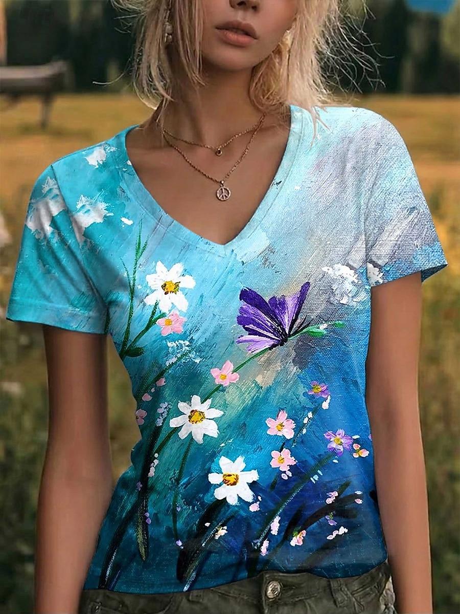 Women s T Shirt Print Floral Graphic Vintage Stylish Classic Short Sleeve V Neck Regular Tops S
Women s T Shirt Print Floral Graphic Vintage Stylish Classic Short Sleeve V Neck Regular Tops S