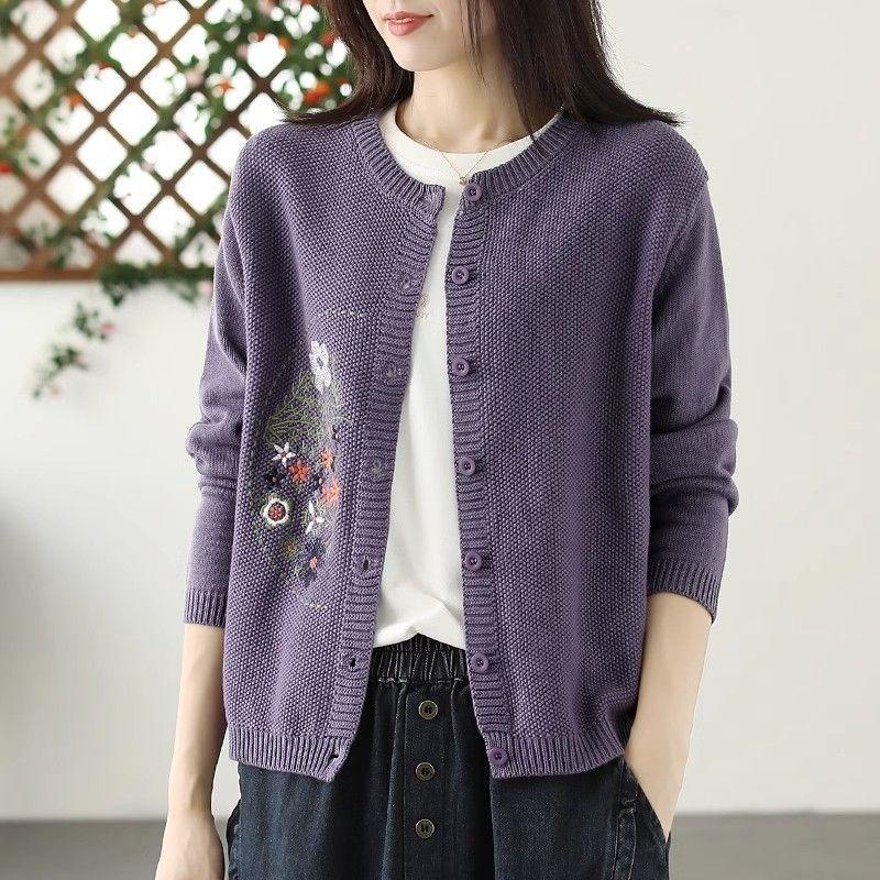purple floral embroidered round neck long sleeve knit cardigan for women onesize фиолетовый
purple floral embroidered round neck long sleeve knit cardigan for women onesize фиолетовый