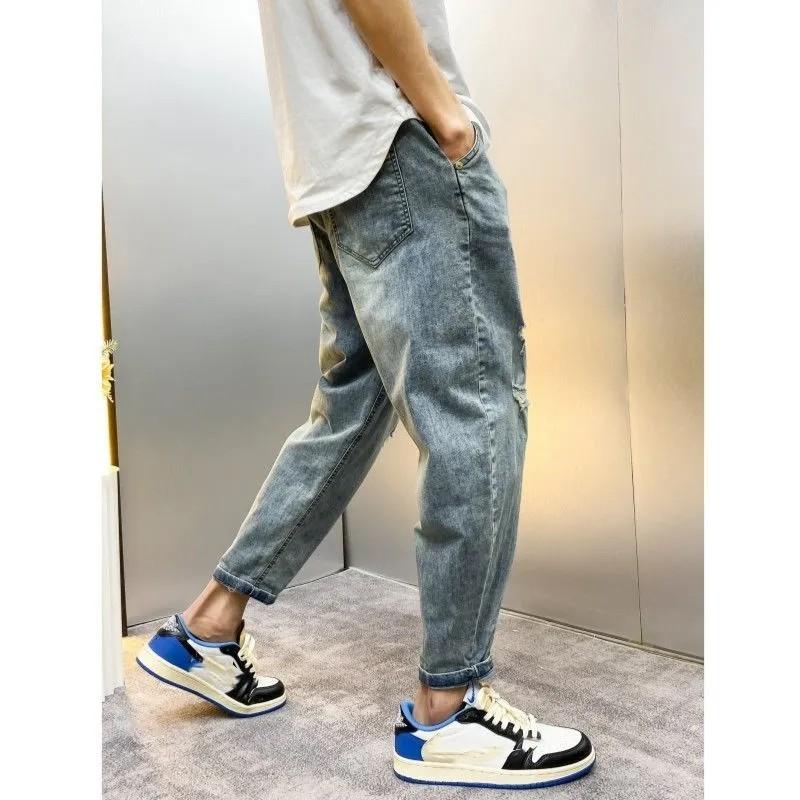 Youth Spring Vintage Loose-fit Harem Jeans Casual Nine-point Hole Ripped Jeans XS синій
Youth Spring Vintage Loose-fit Harem Jeans Casual Nine-point Hole Ripped Jeans XS синій