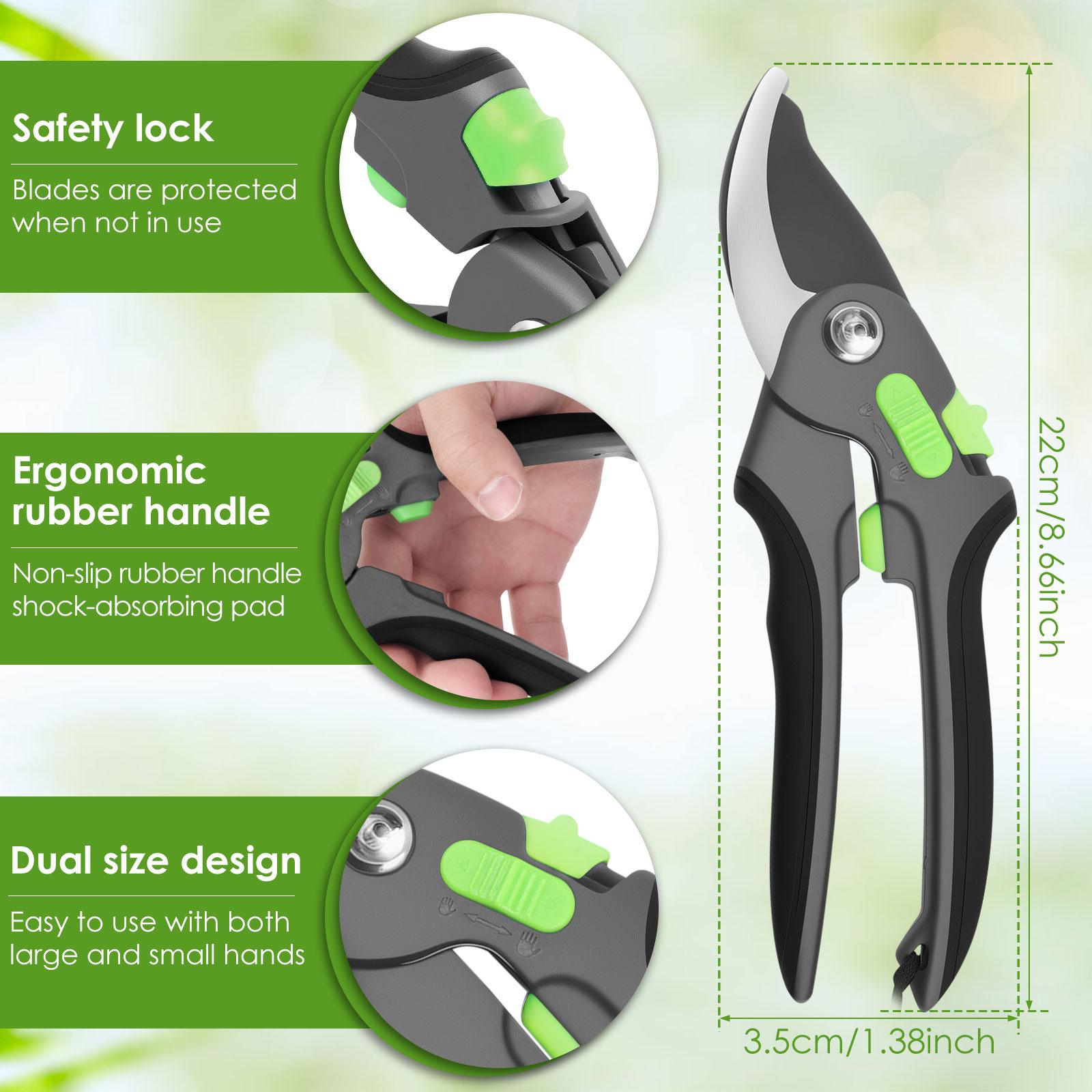 1/2 Pcs Pruning Shears Garden Shears Cuts 10000+ Times Staying Sharp with One-handed Unlocking & Adjustable Handle for Men Women 1PC
1/2 Pcs Pruning Shears Garden Shears Cuts 10000+ Times Staying Sharp with One-handed Unlocking & Adjustable Handle for Men Women 1PC