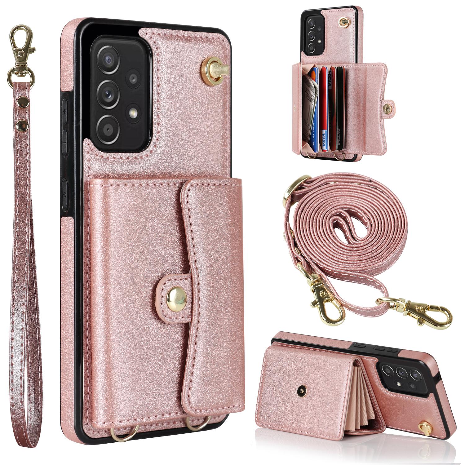 For Samsung Galaxy A73 5G Accordion Style Card Slots Phone Case RFID Blocking Kickstand Cover with Short Strap and Long Strap Rose Gold
For Samsung Galaxy A73 5G Accordion Style Card Slots Phone Case RFID Blocking Kickstand Cover with Short Strap and Long Strap Rose Gold