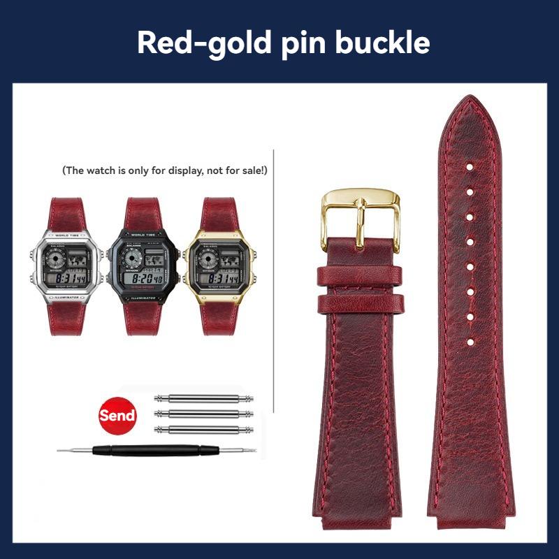 Genuine Leather Watch Strap for Casio A158 A168 A159 A169 F91W AE-1200WHD/ae1300 Pin buckle folding buckle Men BlueRed Watchband 18mm--width
Genuine Leather Watch Strap for Casio A158 A168 A159 A169 F91W AE-1200WHD/ae1300 Pin buckle folding buckle Men BlueRed Watchband 18mm--width