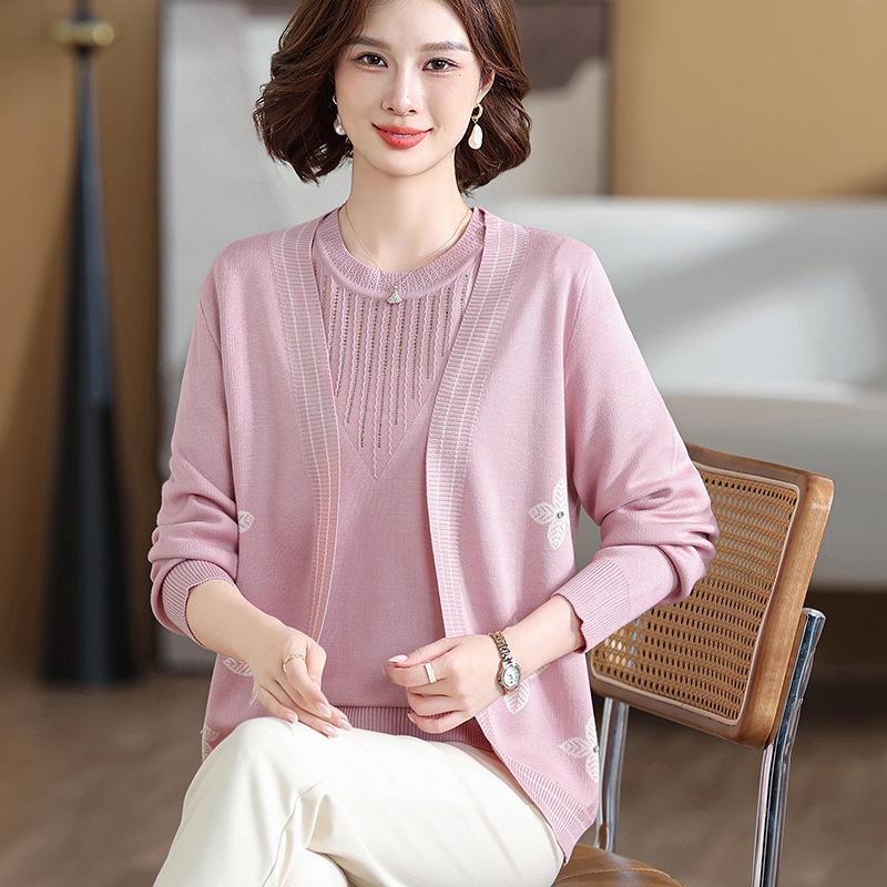 Mom s Spring Knit Two-Piece Set: Stylish Cardigan Jacket for Middle-Aged & Elderly Women XL (Weight 100-110 jin) рожевий/фіолетовий
Mom s Spring Knit Two-Piece Set: Stylish Cardigan Jacket for Middle-Aged & Elderly Women XL (Weight 100-110 jin) рожевий/фіолетовий