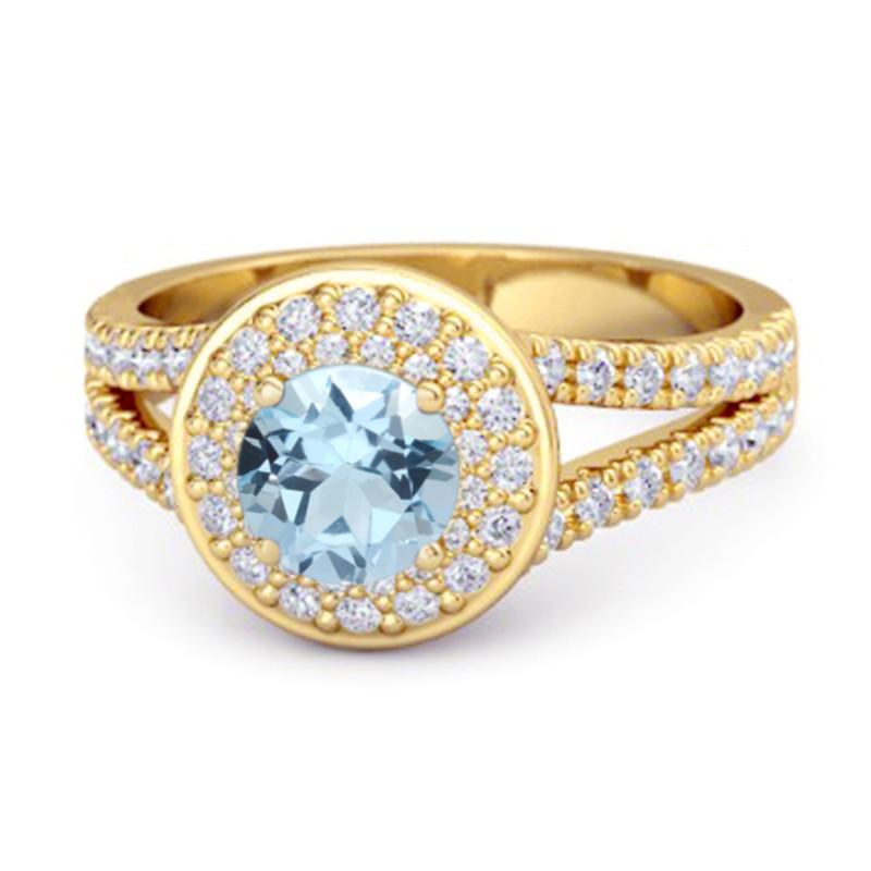 Blue Topaz Double Halo Accents Ring - 925 Sterling Silver Gold Vermeil 11 жовтий/золотий
Blue Topaz Double Halo Accents Ring - 925 Sterling Silver Gold Vermeil 11 жовтий/золотий