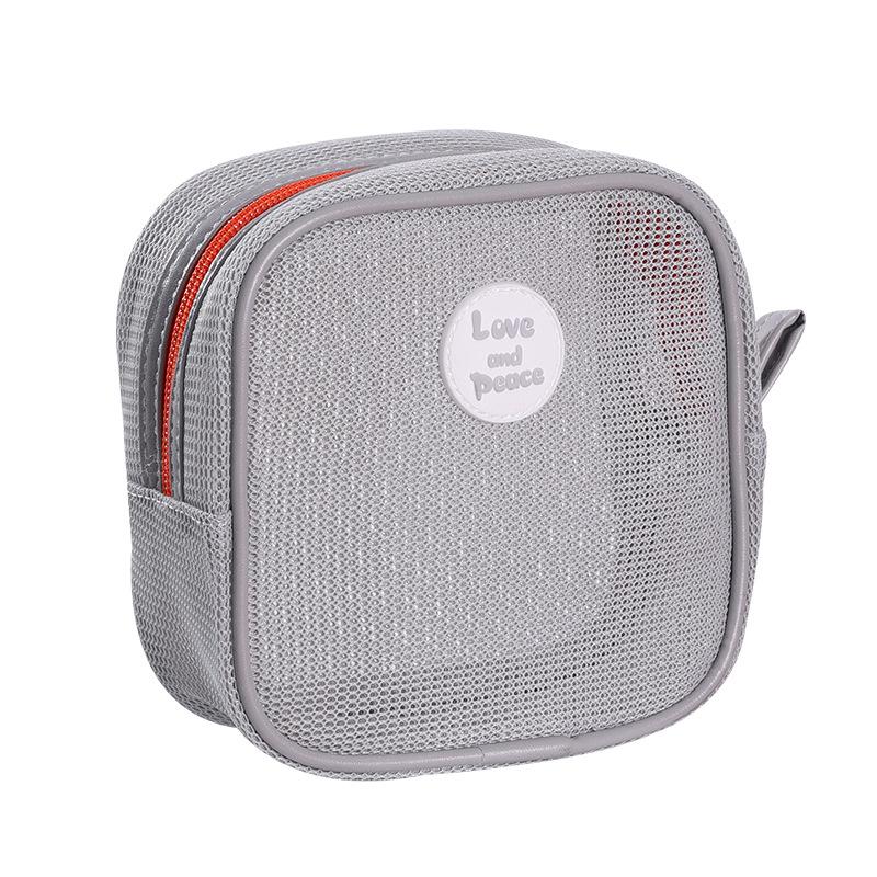 Большая квадратная вместимость, сумки для ключей, прозрачная косметичка, сетчатый мешочек для хранения, мини-кошелек на молнии, мини-сумка для канцелярских принадлежностей серый