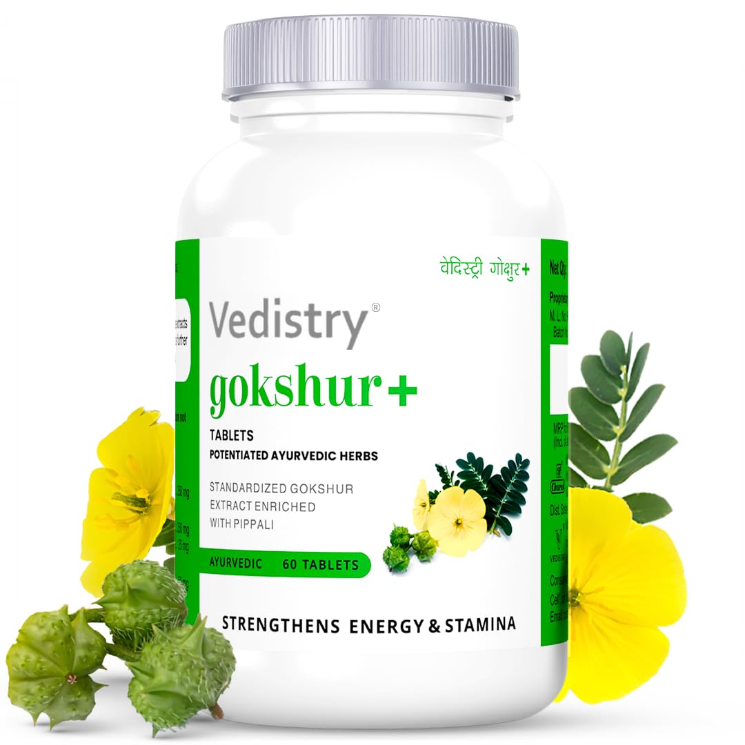 Vedistry Gokshur+ Tablets for Stamina Strength and Post-Workout Recovery 60 Tablets Pack of 1
Vedistry Gokshur+ Tablets for Stamina Strength and Post-Workout Recovery 60 Tablets Pack of 1